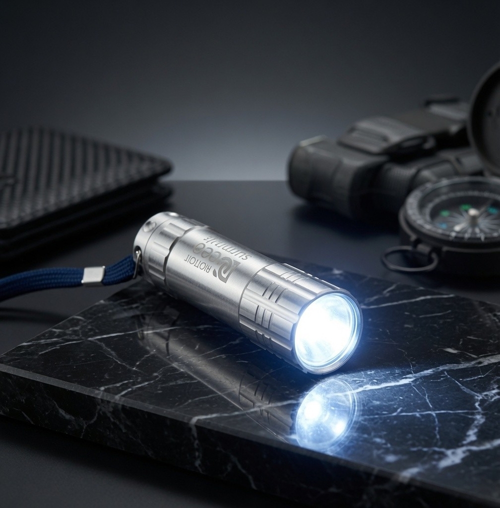 Bright Way 9 LED Silver Aluminum Flashlight Biotech CEO Summit Pocket Torch NWOT